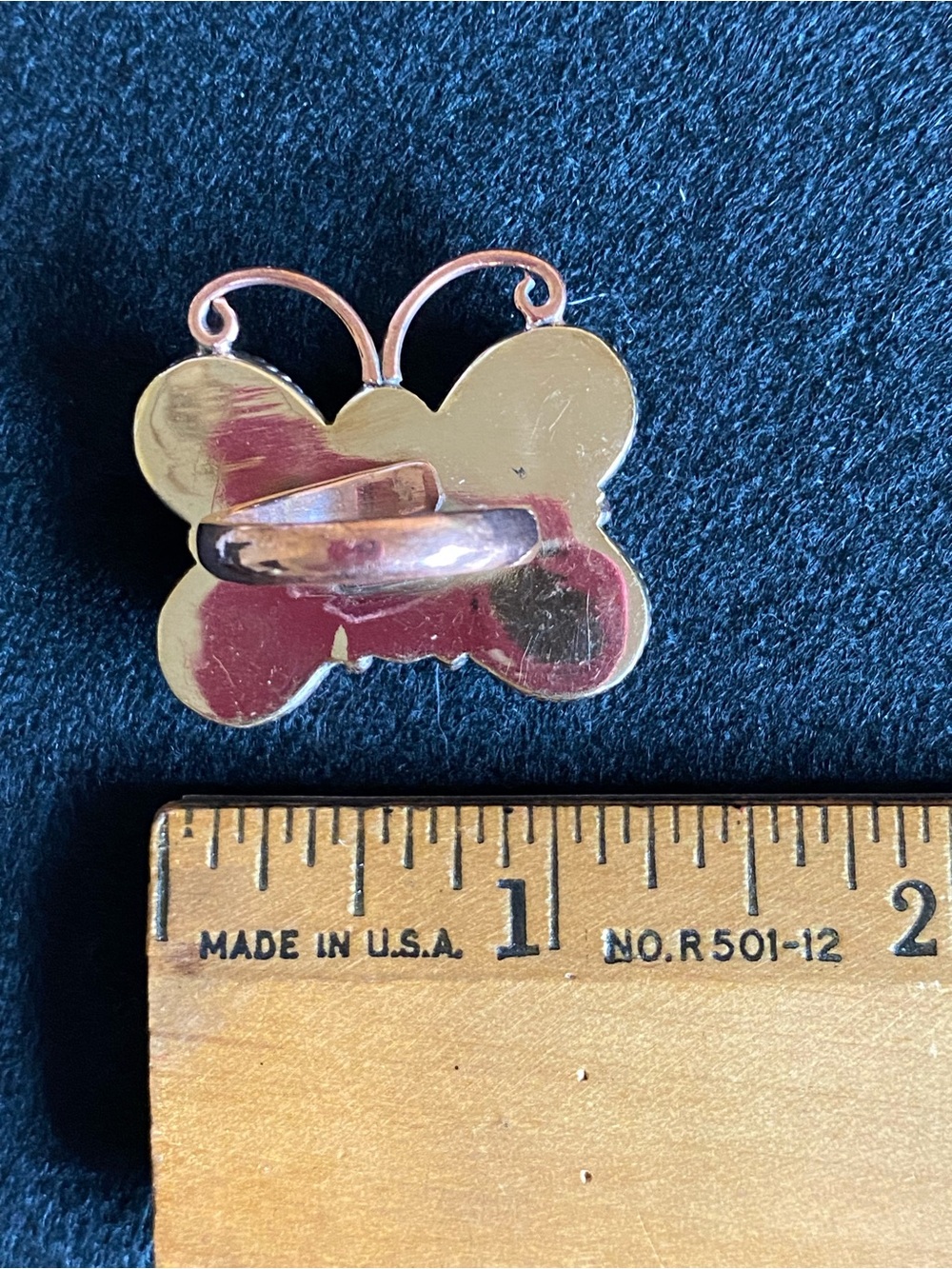 R52 Moonstone/Amethyst multi-stone copper butterfly ring | size: Adjustable - Picture 8 of 9